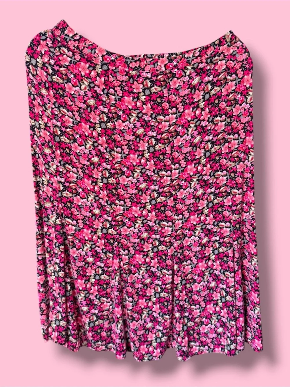 Christopher & Banks Pink Floral Circle Skirt